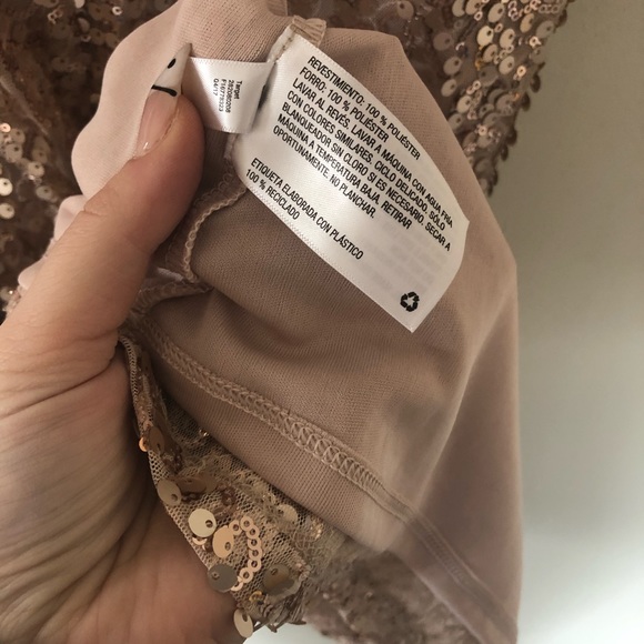 Champagne Gold Sequin Short Dance Party Dress - Picture 4 of 8